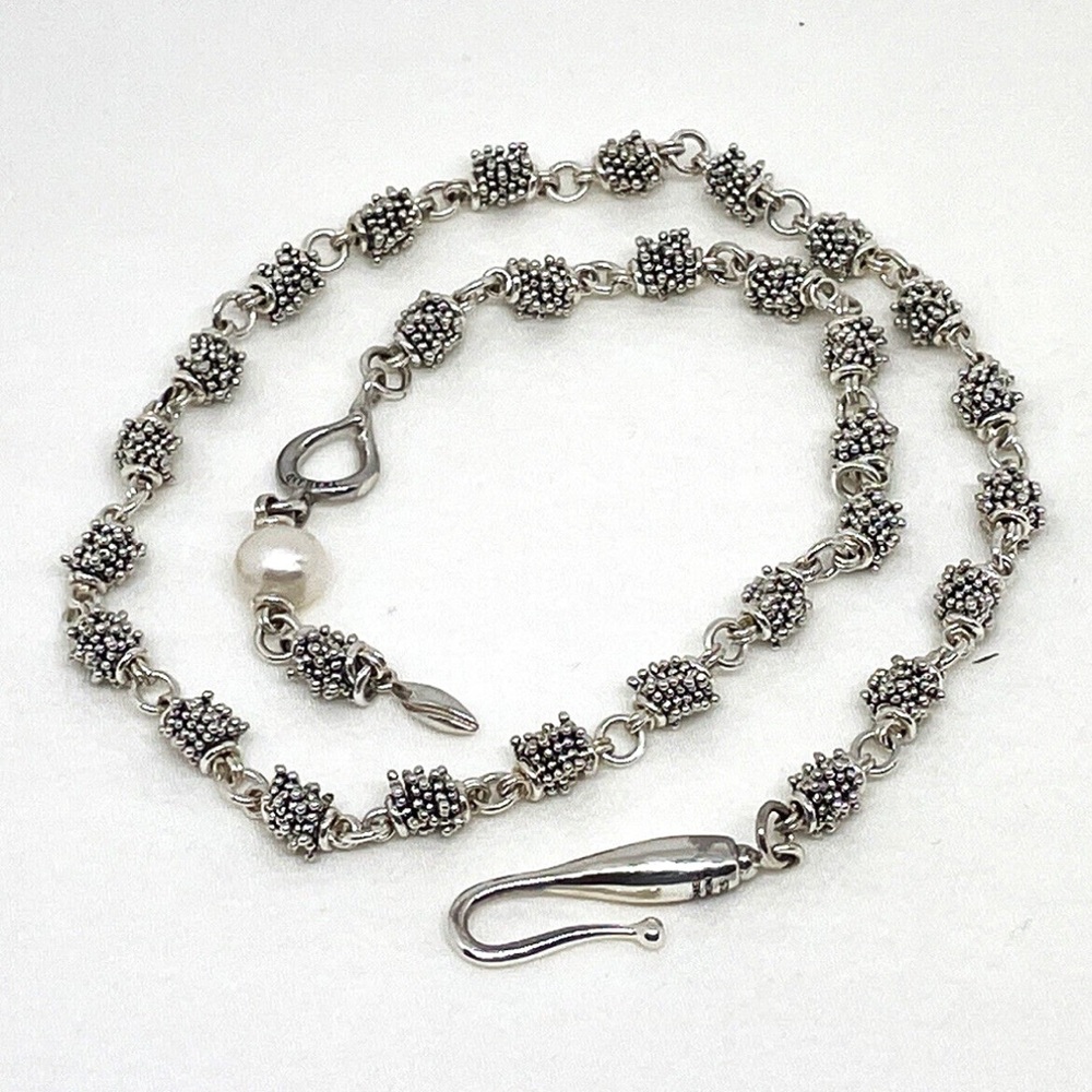 Michael Dawkins Caviar 925 Sterling Silver Beaded Link 18" Necklace